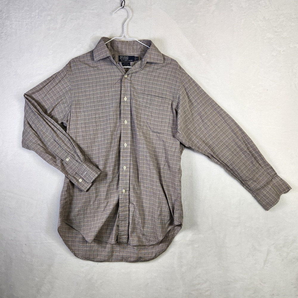 Polo Ralph Lauren Philip Plaid Checkered LS Button Up Shirt‎ Vtg Hong Kong
